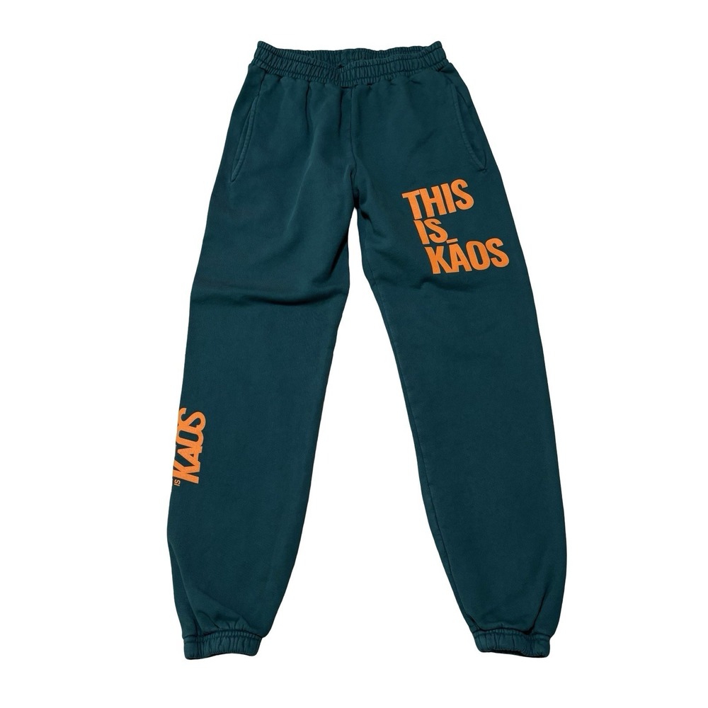 Kaos Youth Boys Graphic Logo Streetwear Sweatpants Green Size Large 24 x 25.5